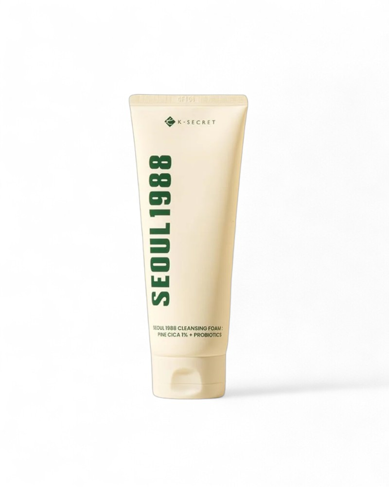 Espuma facial Seoul 1988 Pine Cica 1% + Probiotics, limpiador calmante con pino, cica y probióticos para piel sensible.